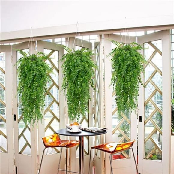 Artificial Hanging Plants Fake Plants Ferns Faux Hanging Plants  (2 Pcs) - Picture 5 of 7